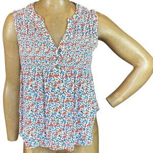 Ivy Cropped Smocked Sleeveless Top Ditzy Floral Sz S #89K